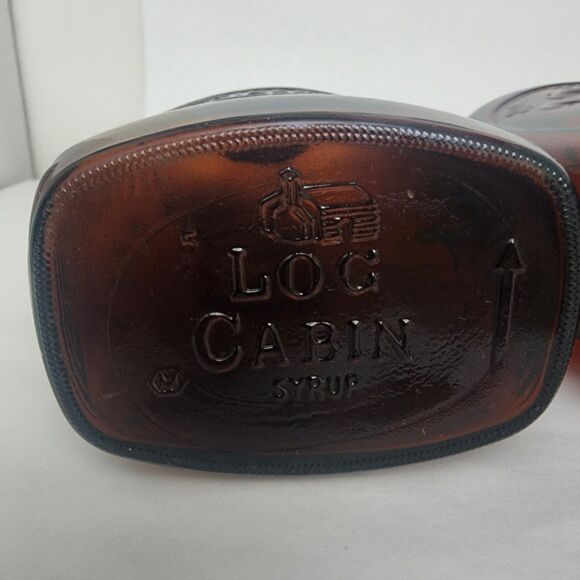 Set of 4 1776 Bicentennial Log Cabin Maple Syrup Amber Glass Bottles Vintage - Picture 14 of 16